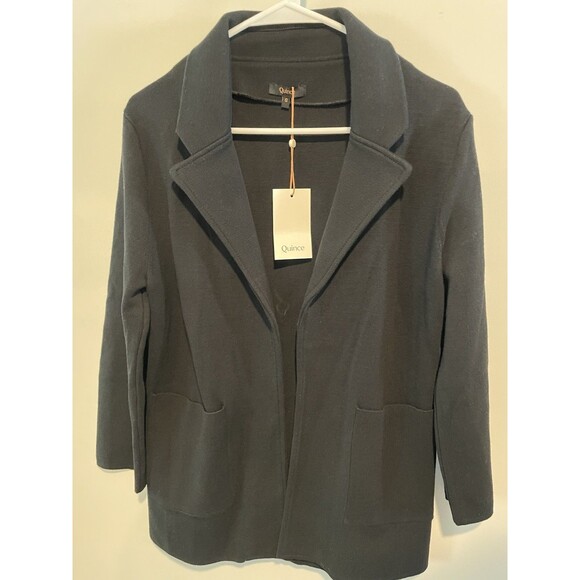 New Quince Black Organic Cotton Knit Sweater Blazer Size Small Retail $198 - Picture 6 of 13